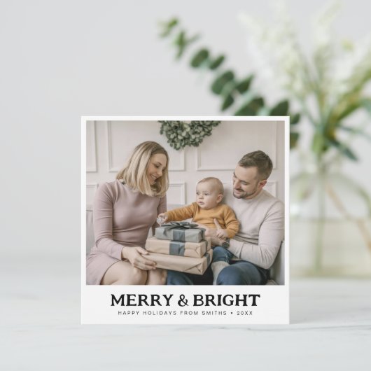 明るいメリー家族のクリスマスフォトグリーン シーズンカード (スタンド正面)
