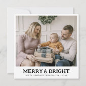 明るいメリー家族のクリスマスフォトグリーン シーズンカード (正面)