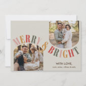 明るいメリー家族のモダン写真クリスマス シーズンカード (正面)