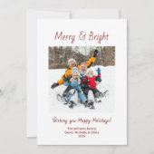 明るいメリー家族のモダン写真クリスマス シーズンカード (正面)