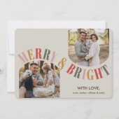 明るいメリー家族のモダン写真クリスマス シーズンカード (正面)