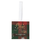 明るいメリー家族の写真クリスマス休暇 キューブオーナメント (正面)