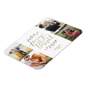 明るいメリー家族の写真コラージュのクリスマス マグネット (左側)