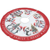明るいメリー家族クリスマスペンギン白い赤 ブラッシュドポリエステルツリースカート (アングル)