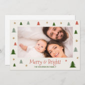 明るいメリー家族モダン写真スカンジクリスマス シーズンカード (正面/裏面)