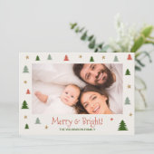 明るいメリー家族モダン写真スカンジクリスマス シーズンカード (スタンド正面)