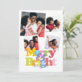 明るいメリー家族4写真コラージクリスマス シーズンカード (スタンド正面)