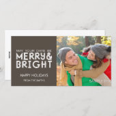 明るいメリー幸せな休日フォトカードブラウン シーズンカード (正面/裏面)