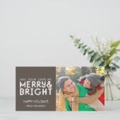 明るいメリー幸せな休日フォトカードブラウン シーズンカード (スタンド正面)