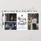 明るいメリー手書きスクリプトの休日の写真 シーズンカード (正面/裏面)