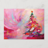 明るいメリー抽象芸術モダンのクリスマスツリー シーズンポストカード (正面)