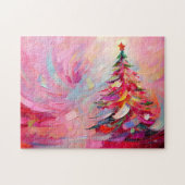 明るいメリー抽象芸術モダンのクリスマスツリー ジグソーパズル (横)