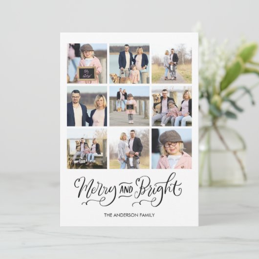 明るいメリー書道のクリスマスフォトカード 招待状 (スタンド正面)