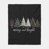 明るいメリー木々のクリスマス・ホリデー・ウィンター フリースブランケット (正面)
