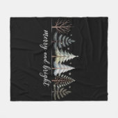 明るいメリー木々のクリスマス・ホリデー・ウィンター フリースブランケット (正面(横))