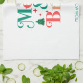 明るいメリー松の木の雪片 キッチンタオル (折り畳み)