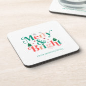 明るいメリー松の木の雪片 コースター (左側)
