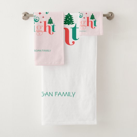 明るいメリー松の木の雪片 バスタオルセット (インサイチュ)