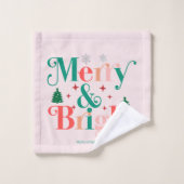 明るいメリー松の木の雪片 バスタオルセット (ウォッシュタオル)