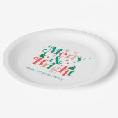 明るいメリー松の木の雪片 ペーパープレート (アングル)