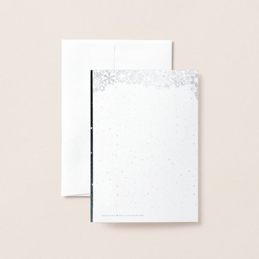 明るいメリー松モダン木ファミリークリスマス 箔カード (裏面封筒付き)