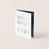 明るいメリー松モダン木ファミリークリスマス 箔カード (正面)