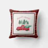 明るいメリー格子状格言ヴィンテージレッドトラックツリー クッション (裏面)