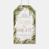 明るいメリー水の色のクリスマスリース ギフトタグ (正面)