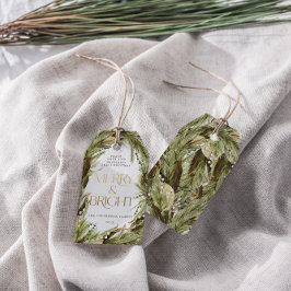 明るいメリー水の色のクリスマスリース ギフトタグ