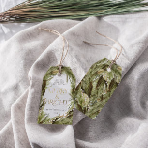 明るいメリー水の色のクリスマスリース ギフトタグ