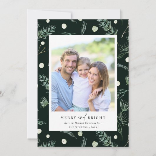 明るいメリー水色の冬の緑の写真 シーズンカード (正面)