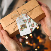 明るいメリー水色の家族の写真の休日 ギフトタグ