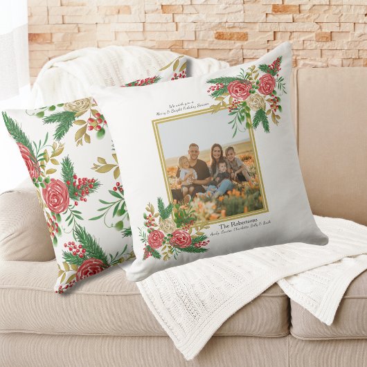 明るいメリー水色の家族の写真の休日 クッション