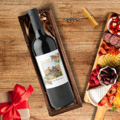 明るいメリー水色の家族の写真の休日 ワインラベル