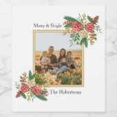 明るいメリー水色の家族の写真の休日 ワインラベル (シングルラベル)