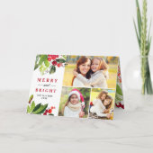 明るいメリー水色の緑の写真コラージュ シーズンカード (正面)