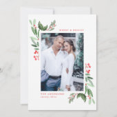 明るいメリー水色ホリーベリー写真 シーズンカード (正面)