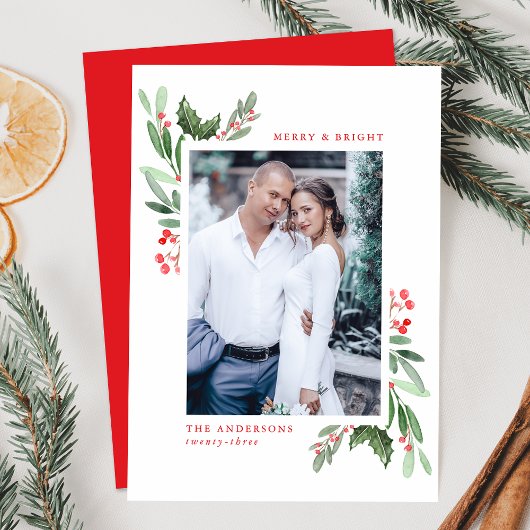 明るいメリー水色ホリーベリー写真 シーズンカード