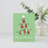 明るいメリー漫画クリスマスツリーキッズおもしろい シーズンポストカード (スタンド正面)