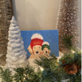 明るいメリー犬のクリスマスカード シーズンカード