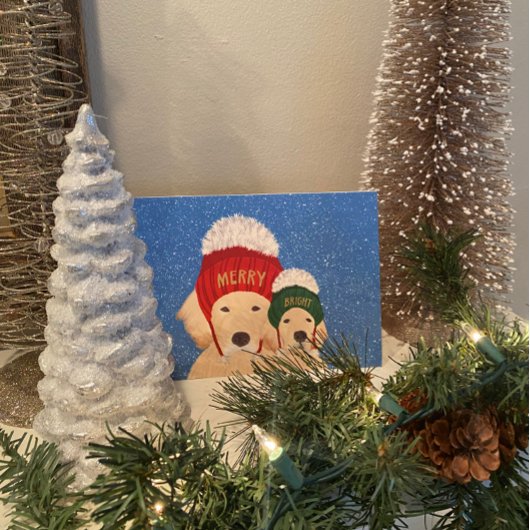 明るいメリー犬のクリスマスカード シーズンカード