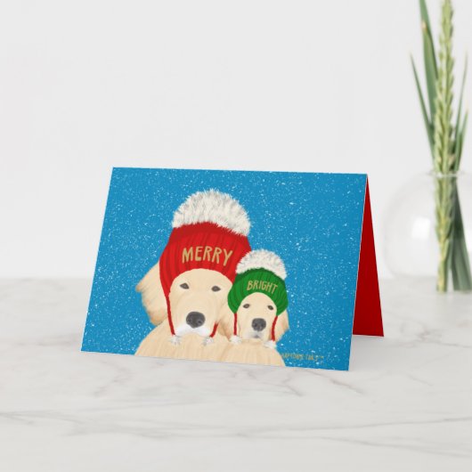 明るいメリー犬のクリスマスカード シーズンカード (正面)