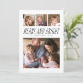 明るいメリー白黒フォトホリデーカード シーズンカード (スタンド正面)