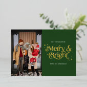 明るいメリー緑のクリスマスの写真 箔シーズンカード (立ち正面)