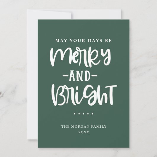 明るいメリー緑の休日グリーティングカード シーズンカード (正面)