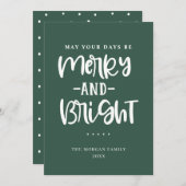 明るいメリー緑の休日グリーティングカード シーズンカード (正面/裏面)