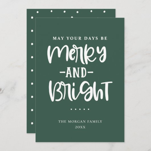 明るいメリー緑の休日グリーティングカード シーズンカード (正面/裏面)