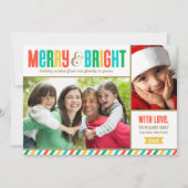 明るいメリー色とはっきりしたの写真をストライプ表示 シーズンカード (正面)