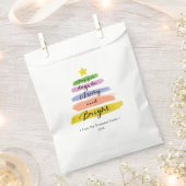 明るいメリー虹の水色のクリスマスツリー フェイバーバッグ (クリップ留めされた状態)