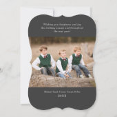 明るいメリー赤のエレガントスクリプト写真コラージュ シーズンカード (裏面)